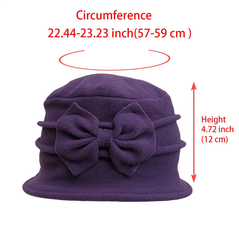 Womens Bell Beret Hat French Vintage Floral Fleece Cloche Classic Winter 1920s Bucket 250118
