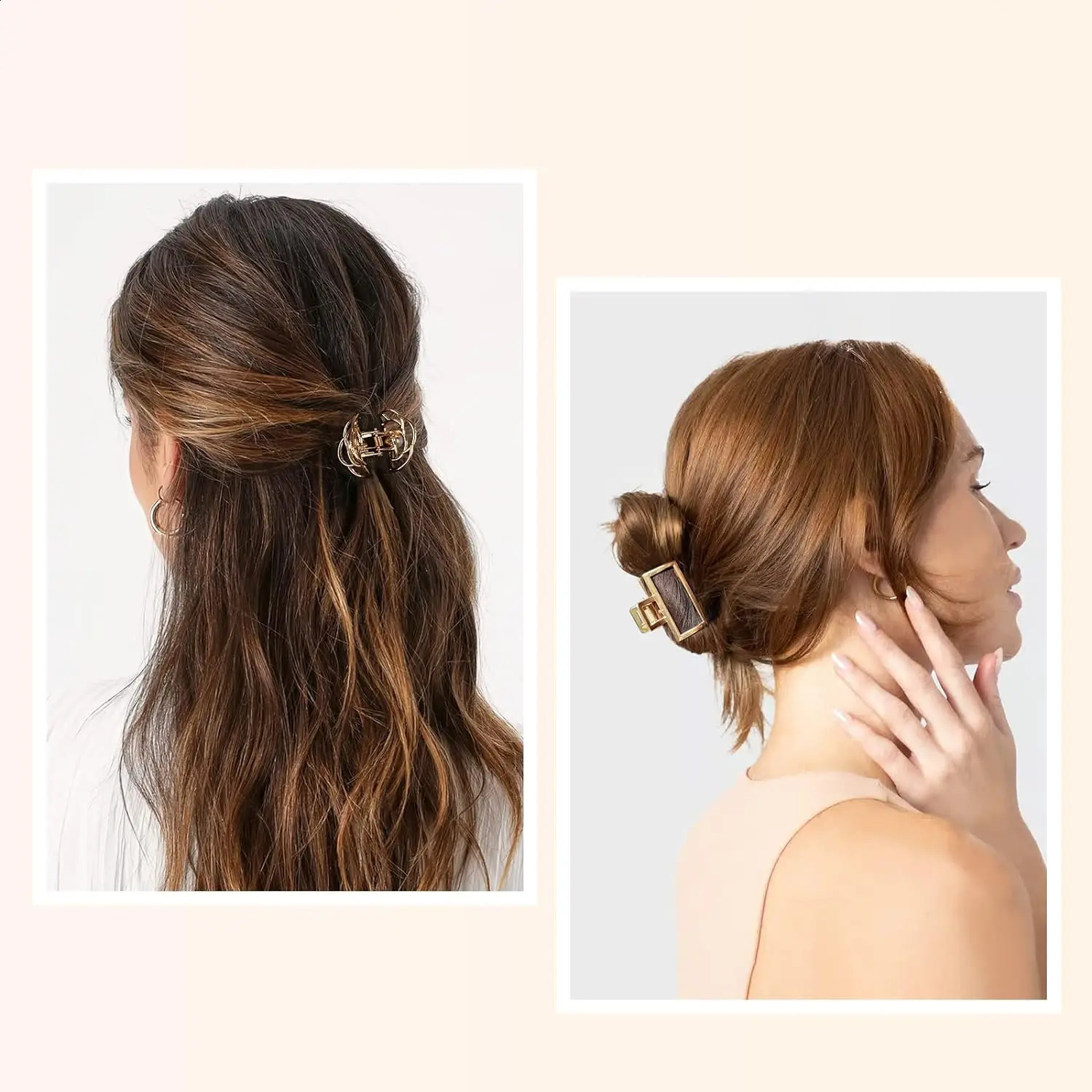 10 Pack Small Gold Hair Claw Clips for Women Thick Thin Hair Mini Metal Hair Clips Accessories Office Lady Girl Casual Elegant 250120