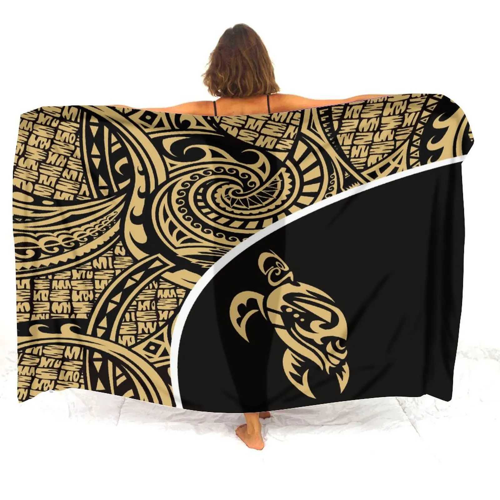 Custom Polynesian Womens Sarong Tribe Ethnic Pattern Turtle Print Casual Shl Print By The Haiian Seaside W250120