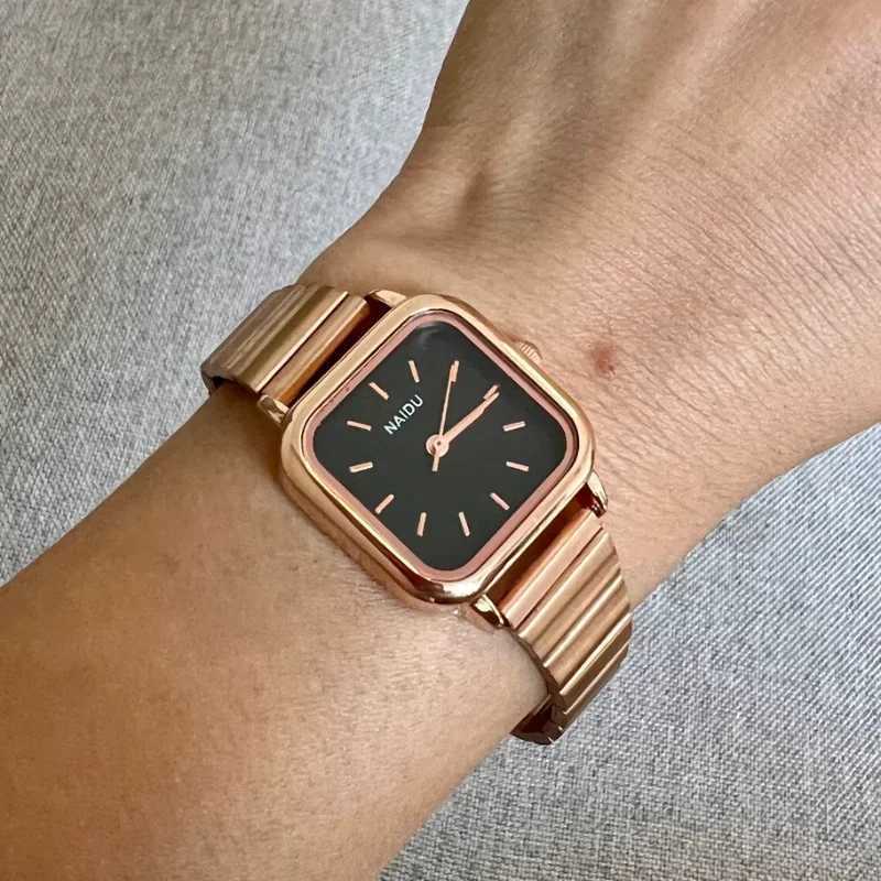 Hot S Wen Quartz Watch Square Dial Stainless Steel Bamboo Strap Casual Fashion Wristwatch Womens Watch Dropsing X250203
