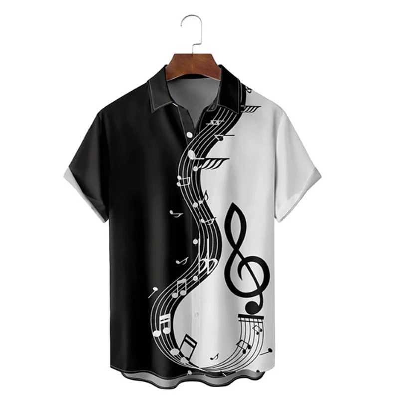 Mens shirt summer Hawaiian shirt pattern print music notes outdoor street short sleeved printed clothing fashion designerXJ250121