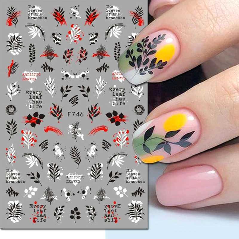 3d Nail Art Decals Tropical Palm Leaves Flowers Laces Faces Adhesive Sliders Nail Stickers Decoration For Nail ManicureXJ250120