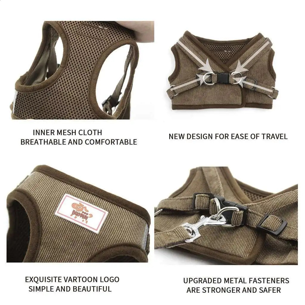 Dog Harness Leash Set for Small Dogs Adjustable Puppy Cat Harness Vest French Bulldog Chihuahua Pug Outdoor Walking Lead Leash 250121