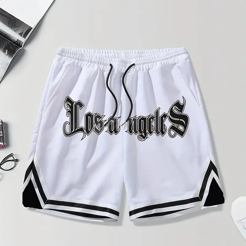 Summer Men Los Angeles Shorts Short Pants Sports Fitness Clothing Male Fashion Letter Beach Outfit Training Jogging Streetwear 250121