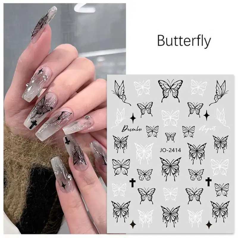 Abstract Simple Line Graffiti Nail Sticker Nail Art Decoration Geometric Line Flower 3D Sticker Nail Art AccessoriesXJ250120