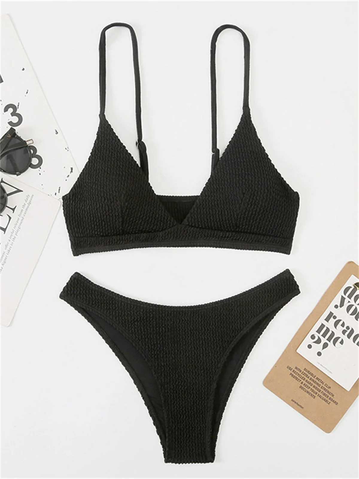Sexy Extreme Micro Bikini Set 2024 Women White Black Wave V Neck Push Up Thong Swimsuit Beach Bathing Suit Two Piece SwimwearXJ250120