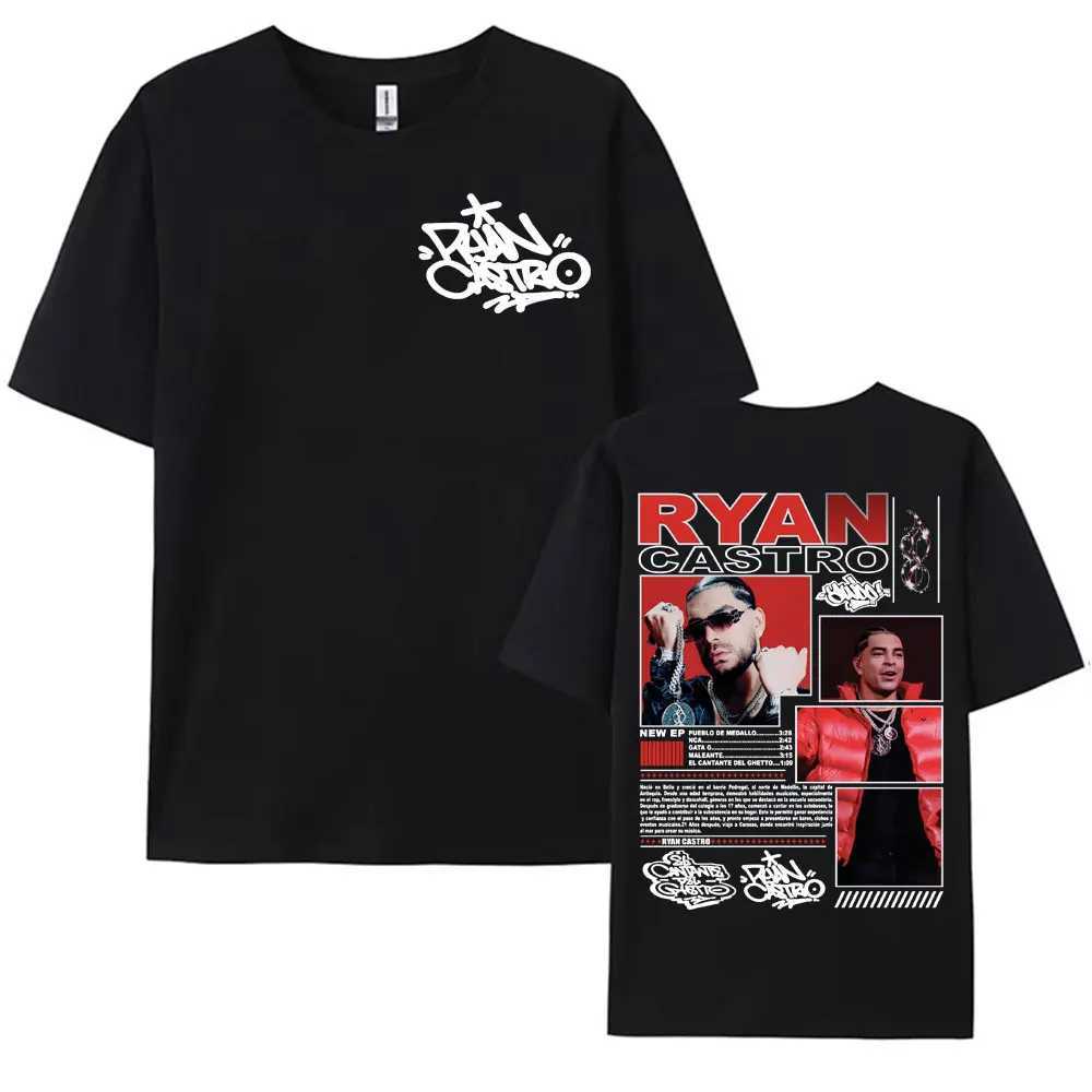 Rapper Ryan Castro Music Album Tour 2025 Cover T-shirts for Men Women Harajuku Fashion 100% Cotton Oversized T Shirts Streetwear X250203