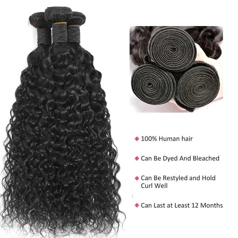 Water Wave Brazilian human hair Bundles With Clo Curly Human Hair 3/4 PCS Bundles With 4x4 13x4 Lace Frontal HairXJ250120