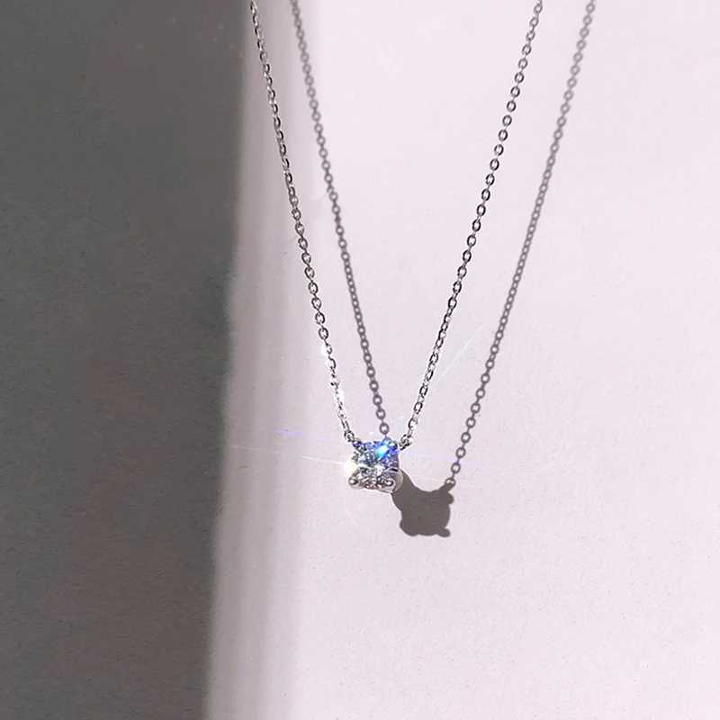 925 Sterling Silver Pendent Necklace Versatile Sparkling Zircon Choker Clavicle Chain For Women Wedding Jewelry GiftXJ250114