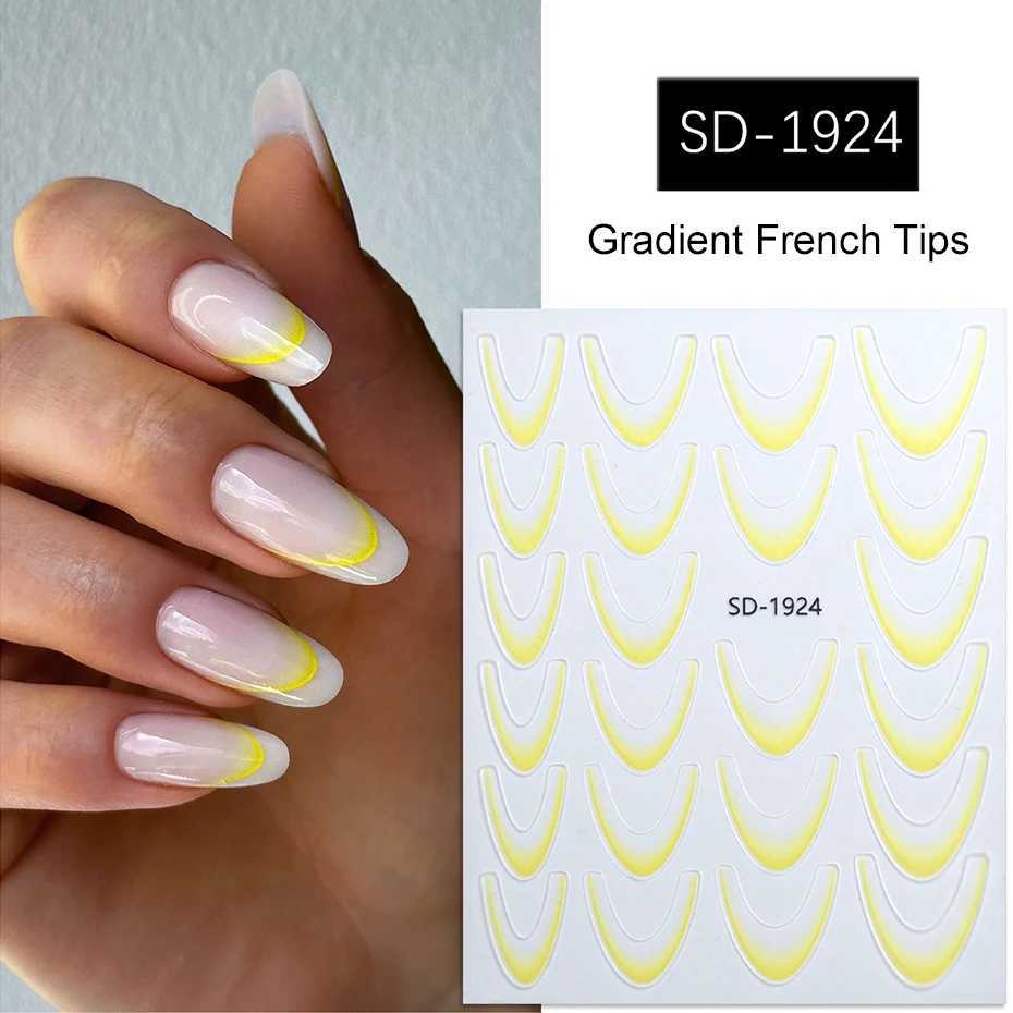Gradient French Line Nail Stickers Decals Purple Pink Blue 3D French Tips Manicure Nail Art Gel Sliders Decorations AccessoriesXJ250120