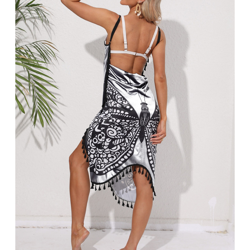 Bikini Sexy Butterfly Print Cover Up Swimwear Women Dress Summer Tunic Bath Sarong Wrap Skirt Swimsuit Elegant Beachwear
