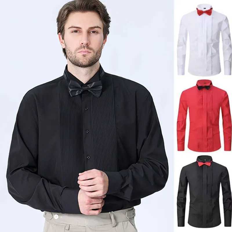 American size mens tuxedo shirt long sleeve spring and summer fashion new non-ironing formal business solid color plus sizeXJ250121