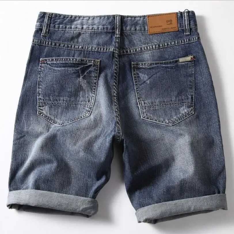 Mens Denim Shorts Jeans Pants Good Quality Mens Cotton Knee Length Short Jeans New Summer Male Large Size Denim Shorts Size 42 X250203