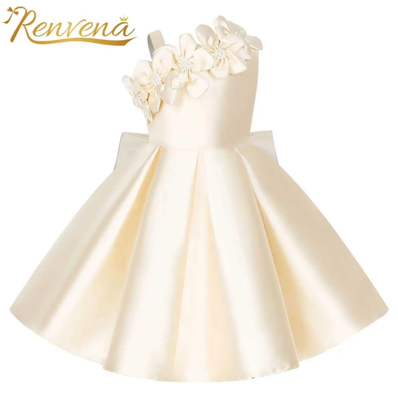 Flower Girl Sleeveless Applique Bowknot Dresses Kids Girls Dress Wedding Formal Birthday Party Gown Elegant Princess Dress X250203