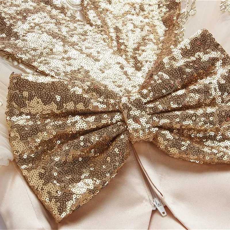 Golden Sequin Baby Christening Gowns Tulle Princess Dress Event Party Wear 1 Year Baby Girl Birthday Dresses Infant Baptism Gown X250203