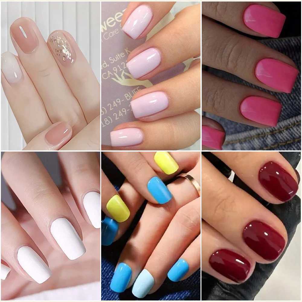 1Box/576Pcs Solid Colors Medium Square Press On Nails 24 Colors Glossy Full Cover False Nails For Women DIY Manicure Nails TipsW250120