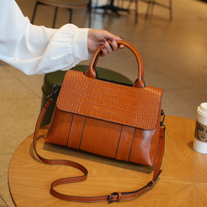 Bag Women 2025 New Trendy Leather Single Cross Shoulder Handbag Crocodile Pattern Women's Large Capacity Tote Bag