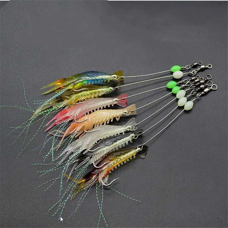 1pcs 8cm/5g Luminous Simulation Prawn Soft Shrimp Floating Shaped Worn Fake lure Hook Isca Fishing Lure Artificial BaitXJ250122