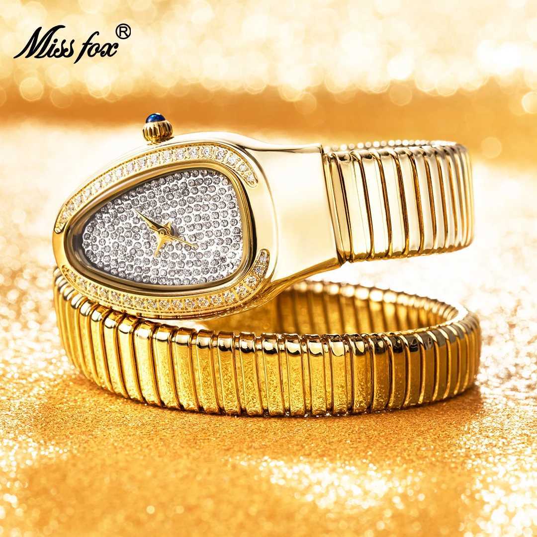 2024 Hot Wens Watches Top Brands MISSFOX Fashion and Diamond Quartz Clocks Luxury Snake Wristwatch Ladies Watch Dropsing X250203