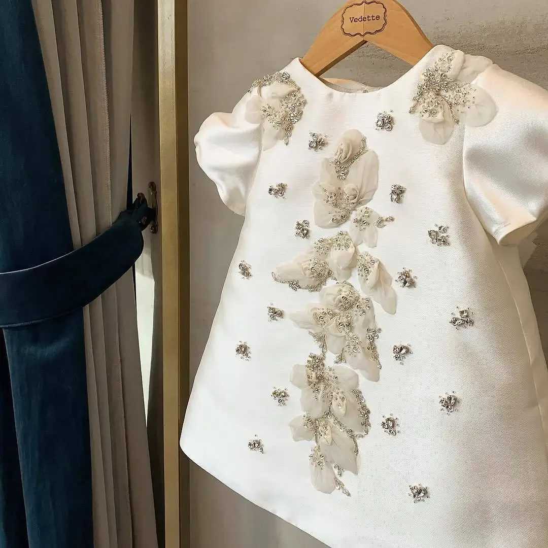 White Flower Girls Dresses For Wedding Children Birthday Party Wear Pageant Clothing Baby Baptism Kids Boutique Princess Dress X250203