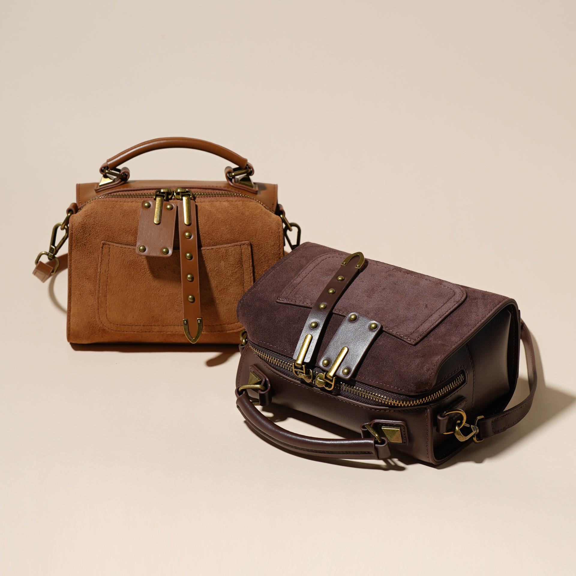 Bag Genuine Leather Boston Women's Autumn Winter New Style, Trendy And Fashionable, Versatile For Commuting, Shoulder Bag, Crossbody Handbag