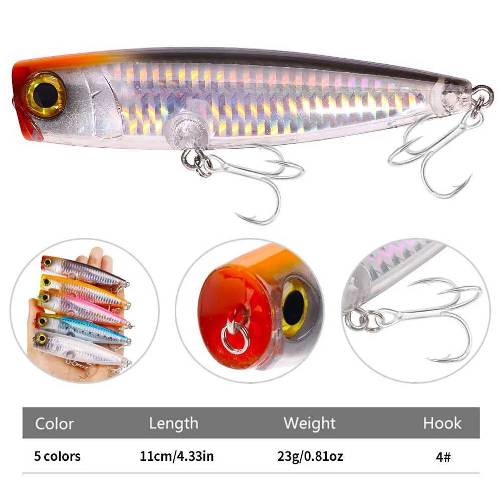 Popper Fishing Lure 11cm 23g Topwater Popper Baits Pesca Floating Artificial Bait Bass Wobbler Fishing GoodsXJ250122