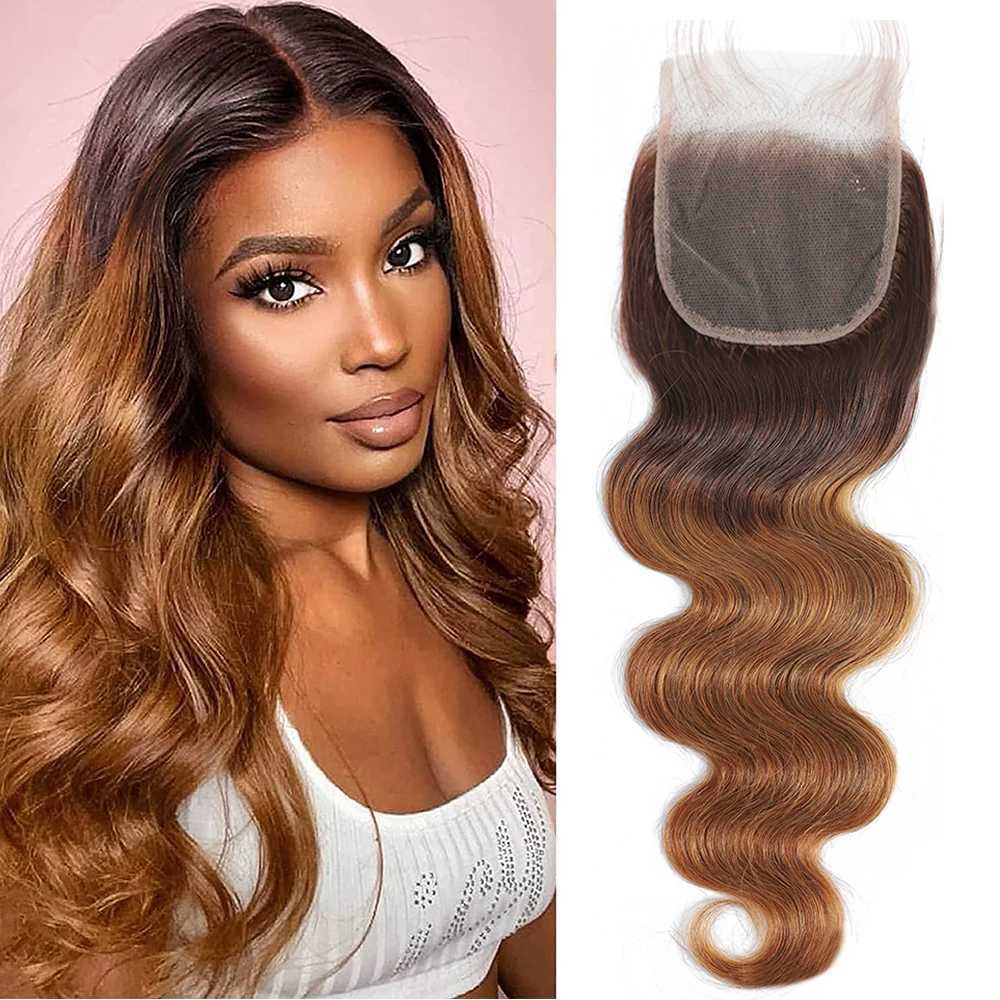 4x4 Lace Clo Human Hair Brazilian Body Wave 13x4 Transparent Lace Frontal Clo Ombre Colored 1B/27 Remy HairXJ250120