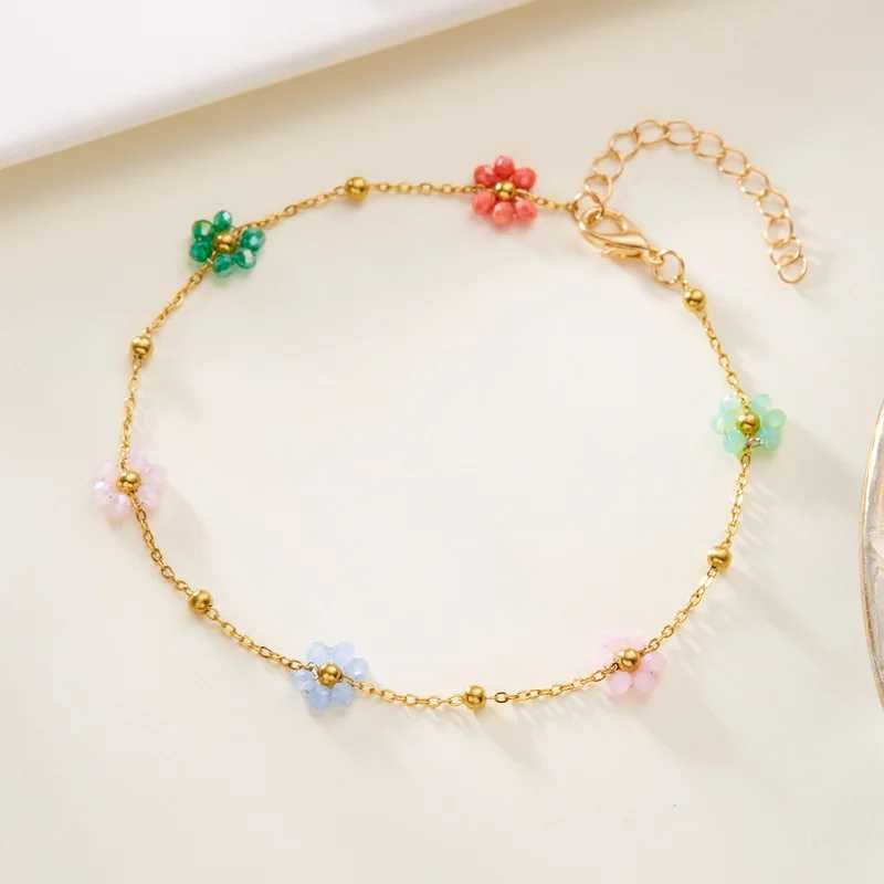 Summer Sweet Red Cherry Anklets for Women Fashion Cute R Beads Flowers Heart Chain Anklet Beach Barefoot Sandal JewelryXJ250121