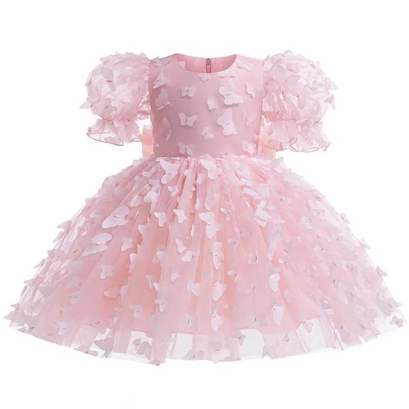 1 2 3 4 5 6 Years Butterfly Girls Dress Summer Mesh Fashion Bow Little Princess Baby Dress Christmas Birthday Gifts Kids Clothes X250203