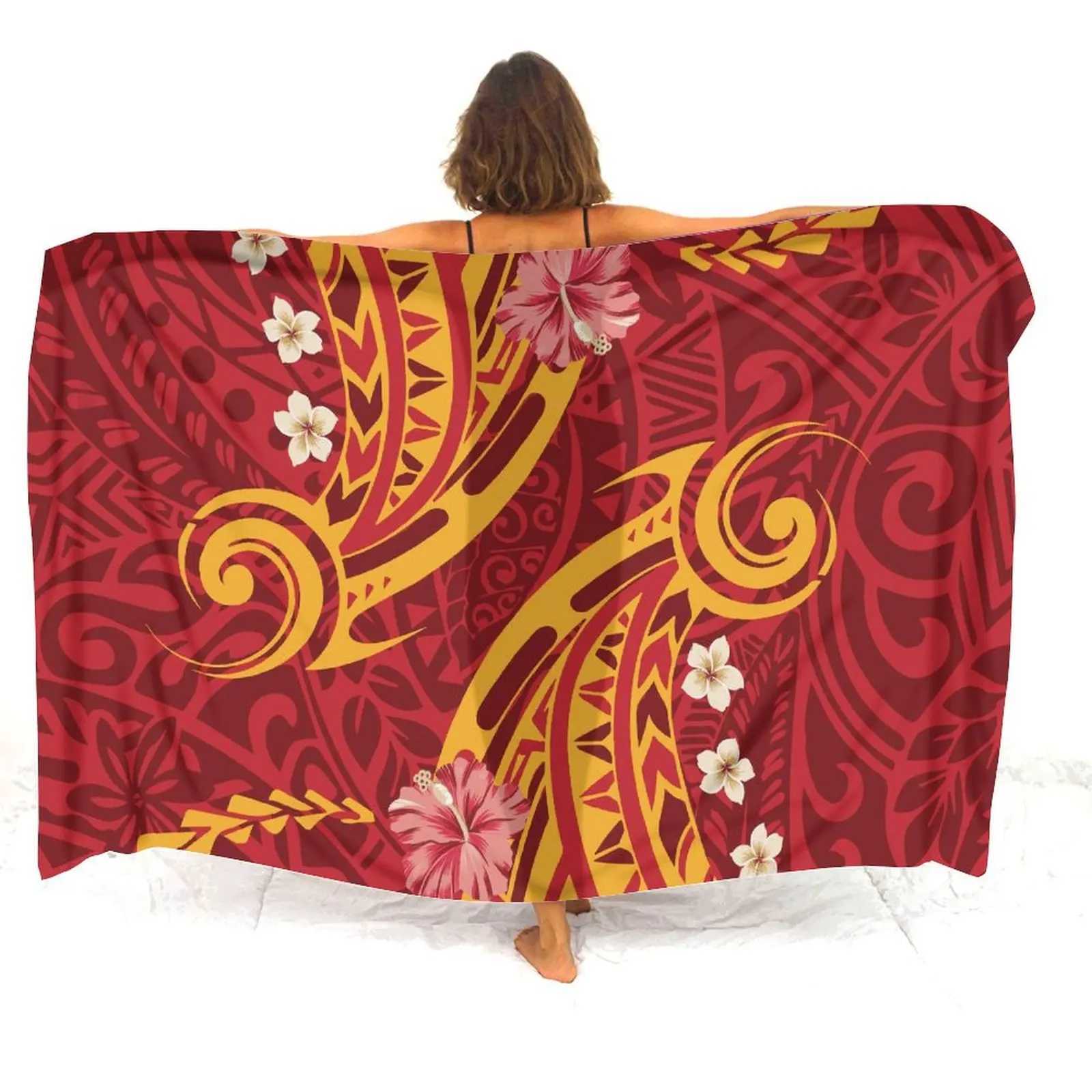 Beach Getay Soft and Comfortable Sarong Haian Fashion Beach Bikini Jacket Sarong Customized Polynesian Art Printed Flower Customization W250120