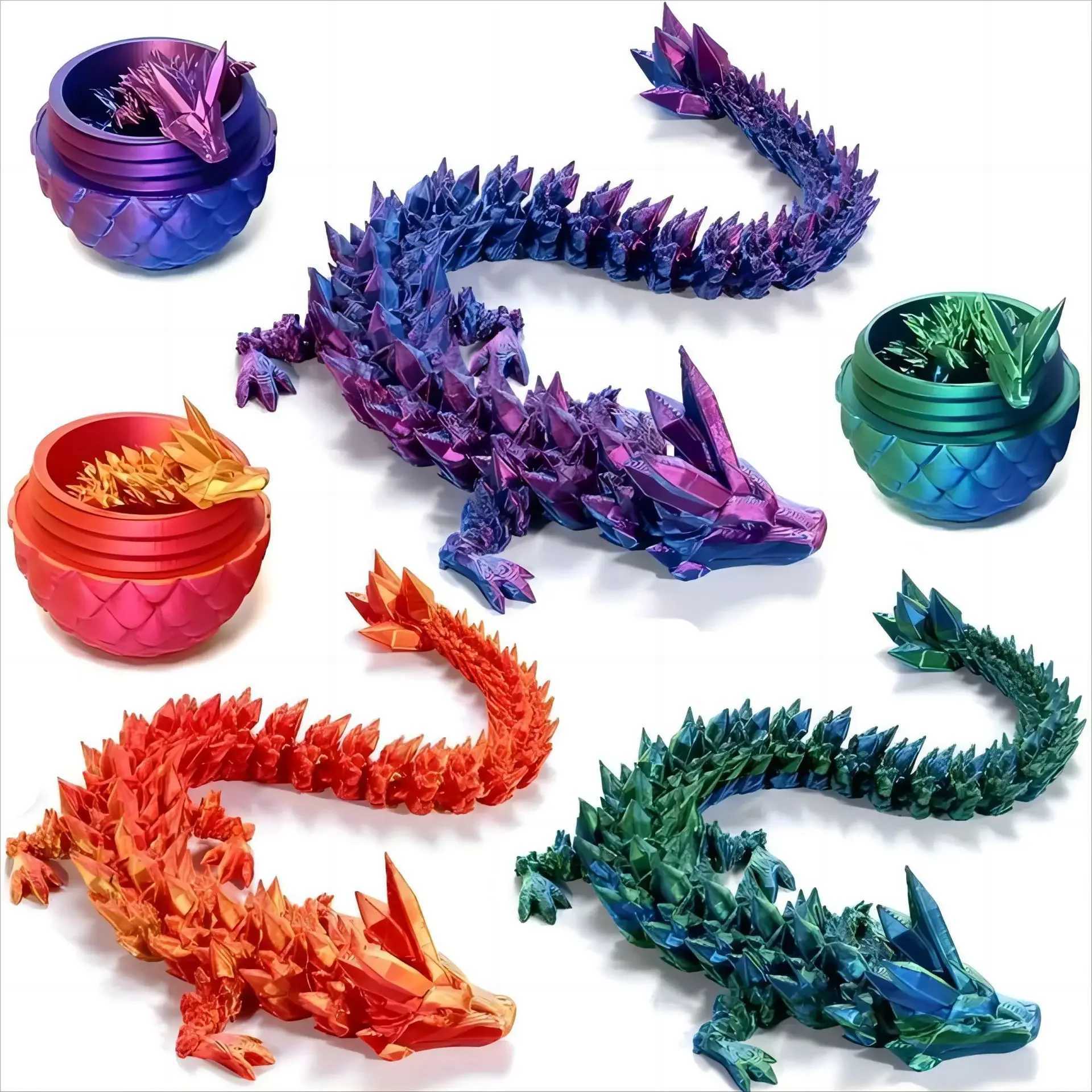 3D Printed Egg with Full Dragon Modle Movable Rotatable Articulated Desktop Ornament Kid Toy Free shipping