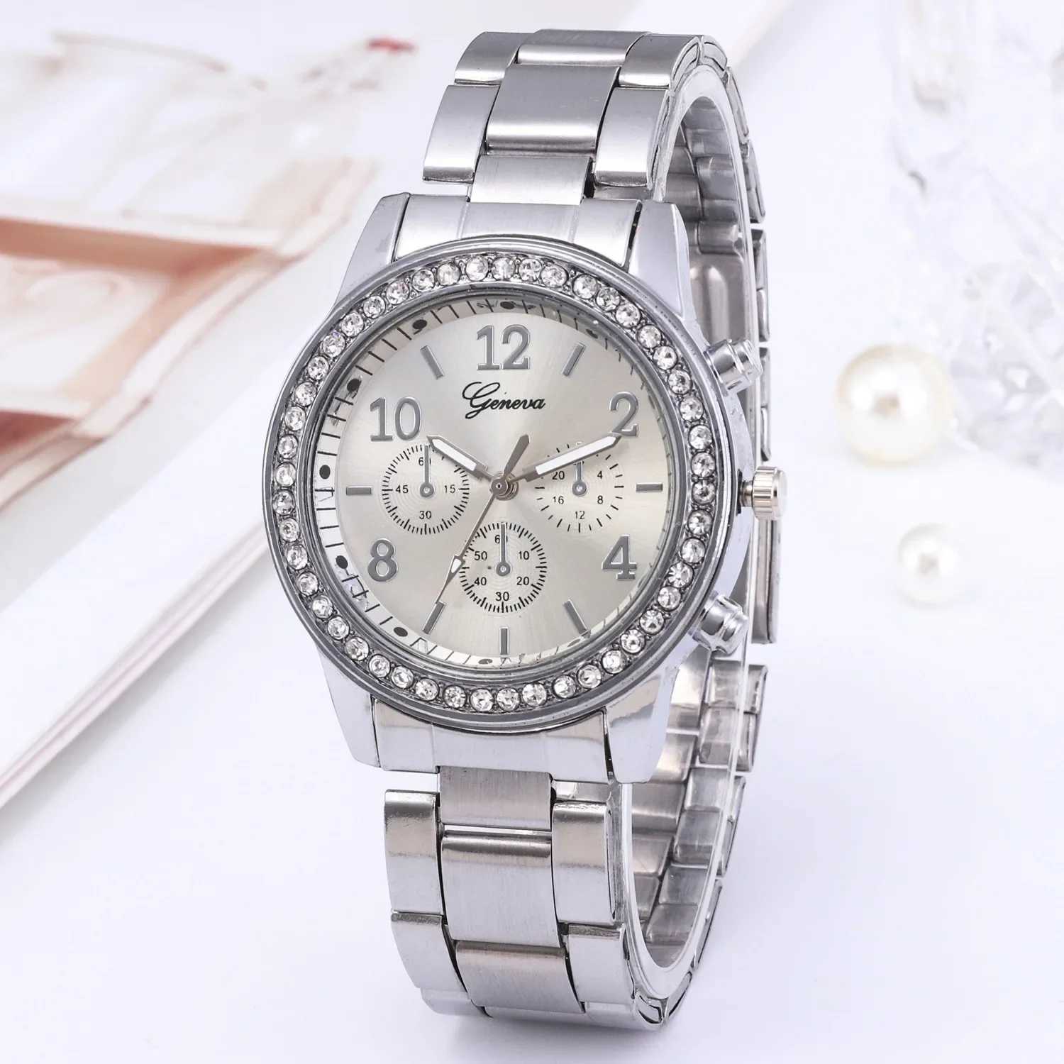 Luxury Womens Watch Business Fashion Watch Casual Round Rhinestone Watches Solid Stainless Steel Strap Wristwatch X250203