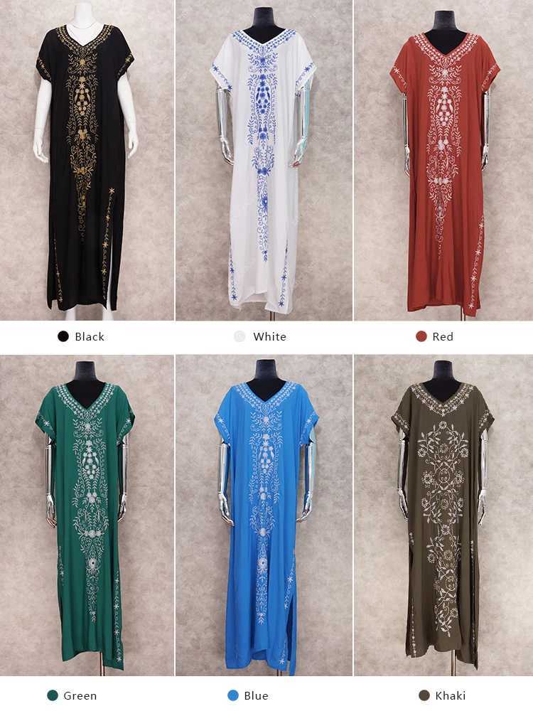 2023 Embroidery Kaftan Beach Cover Up Saida de Praia Swimsuit Women Bikini Cover-ups Tunic for Beach Pareo Sarong Beachwear Q790 W250120