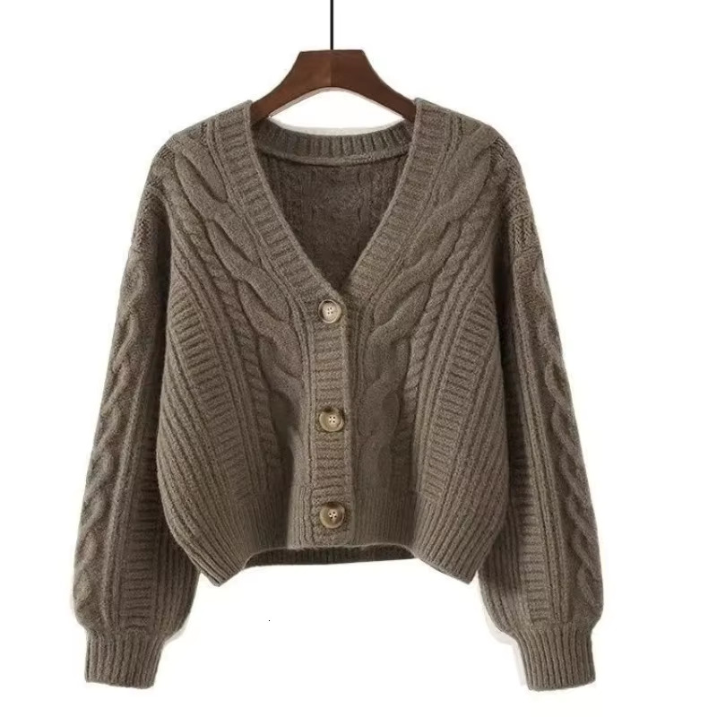 New In Outerwear Elegant Winter Coat Loose Matching Cardigan For Women Long Sleeve Vintage Casual Basic Top Sweater Knitwear