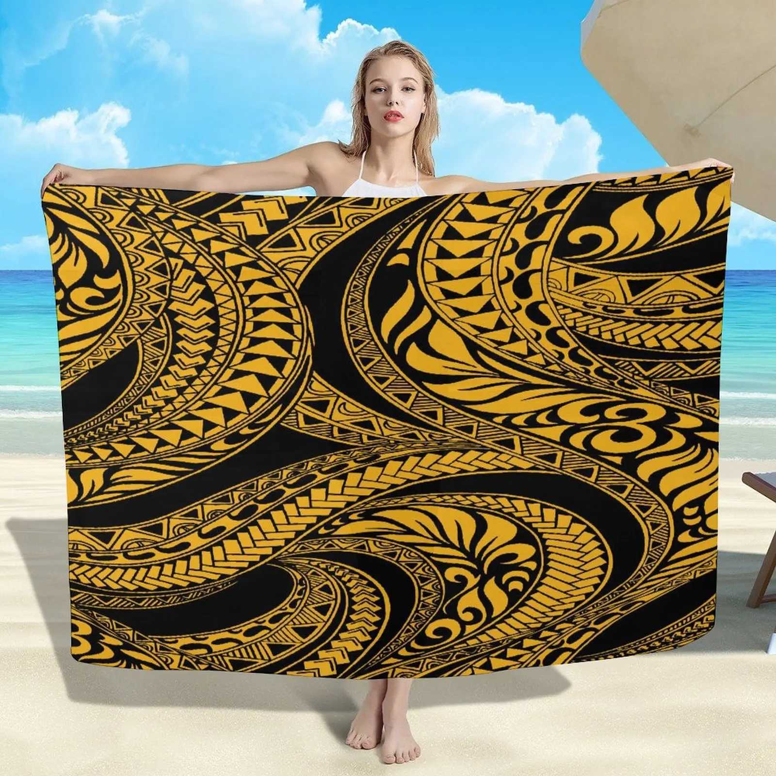 Custom Summer Seaside Floral Print Sarong Retro Tribal Design Shl Beach ron Haiian Soft Sarong Polynesian Womens Coat W250120