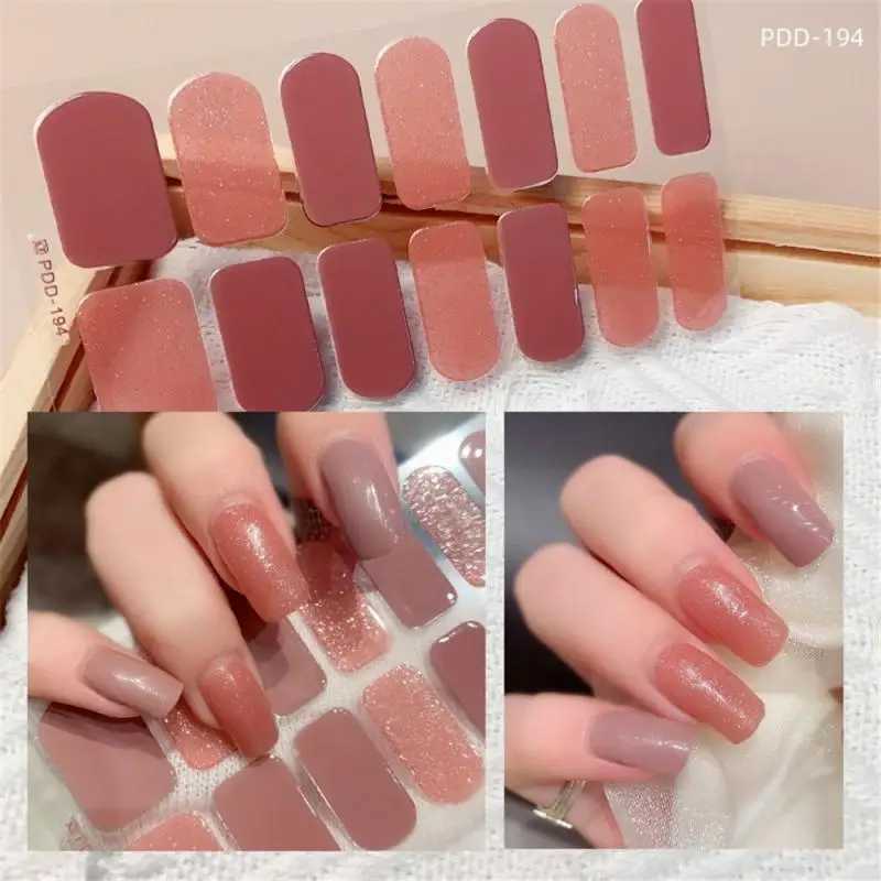 DIY Gel Nail Stickers Cured-free Long-Lasting Solid Color Nail Strips Patch Slider Sticker Full Cover Decal Nail Manicure PatchXJ250120