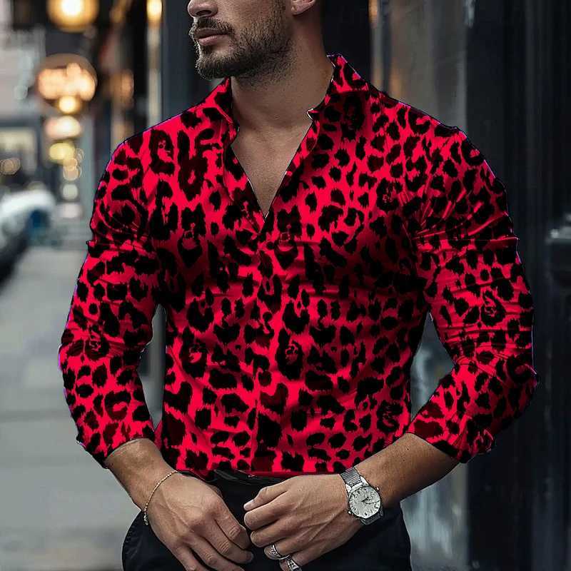 Leopard print shirt casual fashion new style blue purple animal leopard pattern soft and comfortable plus size US size XS-6XLXJ250121
