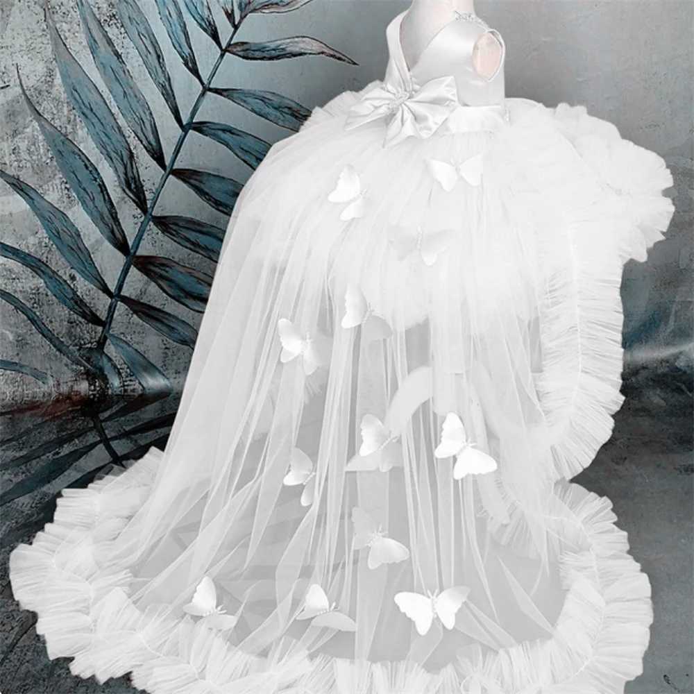 Dance Dress Flower Girl Wedding Dress with Detachable Train Preschool Girl Ruffle Gaul Decoration Birthday Party Dress X250203