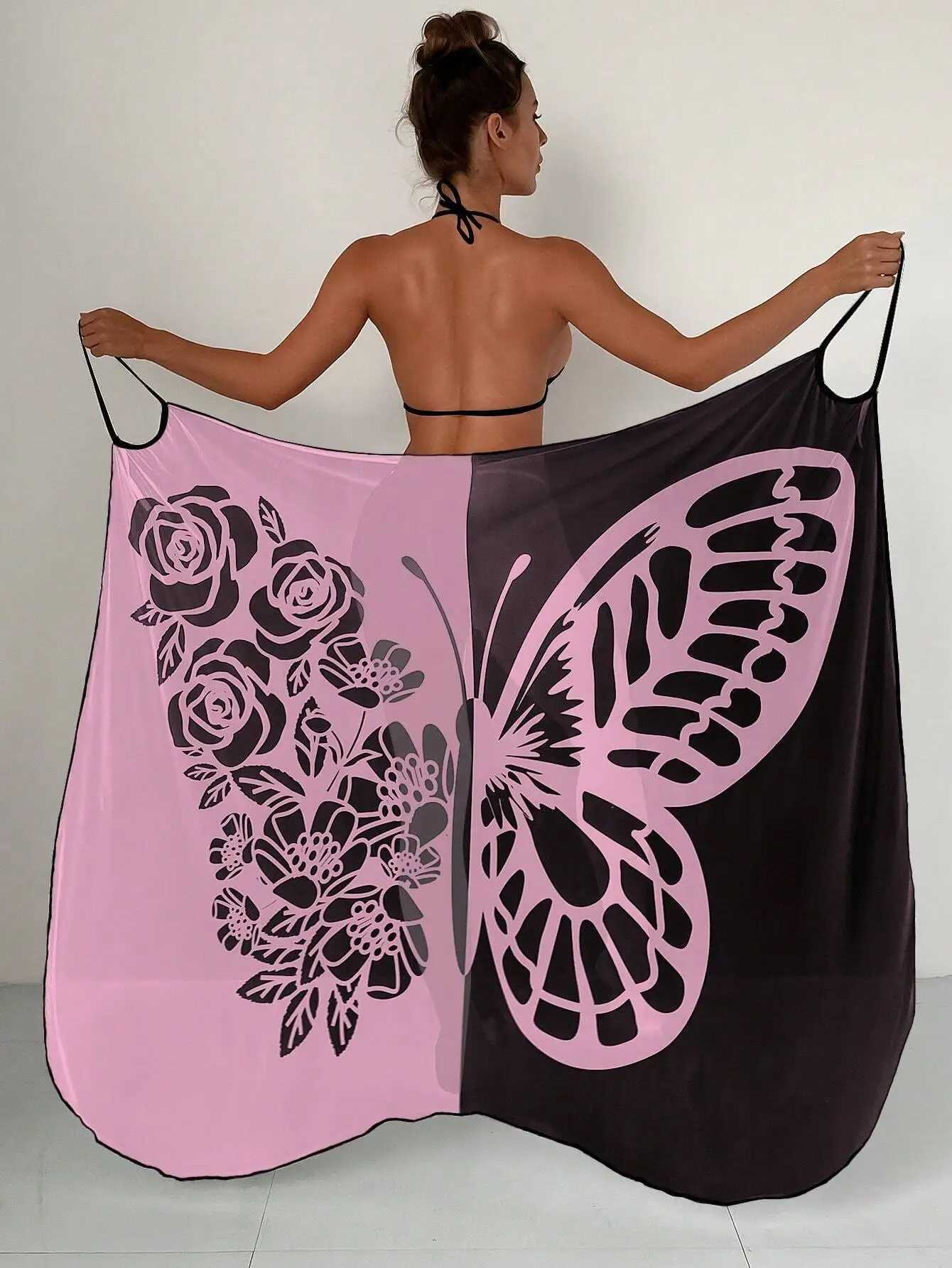 Sexy floral butterfly print cover swimsuit womens Dr summer Tunic bikini bath Sarong Wr ski swimsuit mesh beach Dr W250120