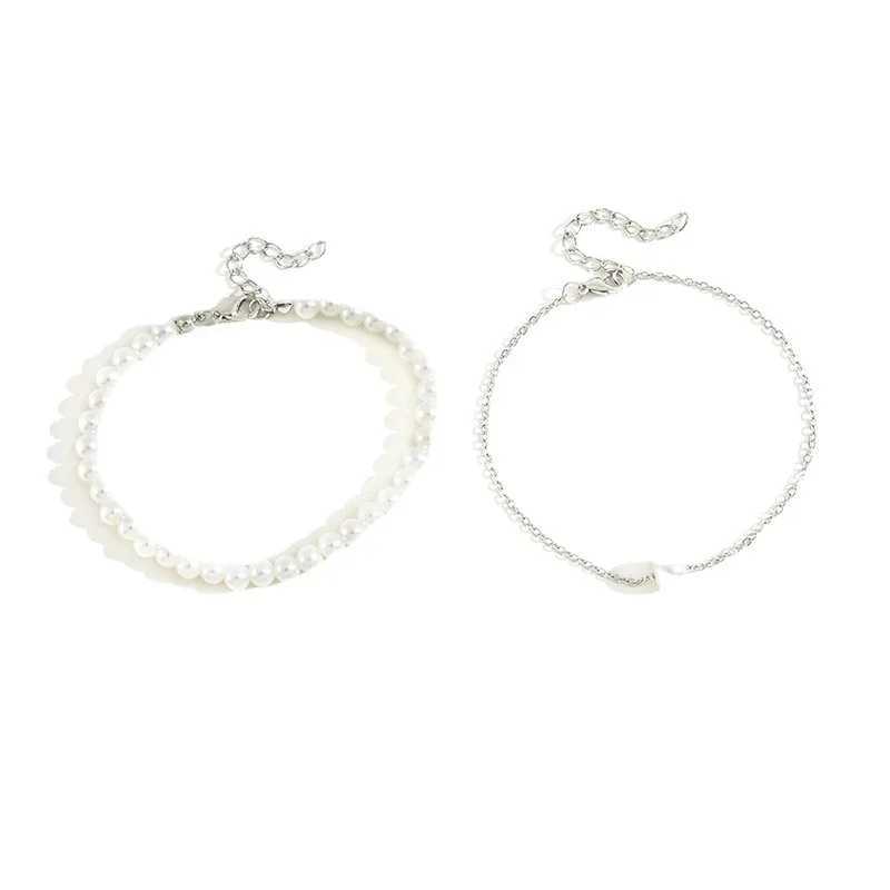 Tren Round Imitation Pearl Chain Anklet for Women Beach Barefoot Sandal Anklet Chain Fashion Jewelry Accories GiftsXJ250121