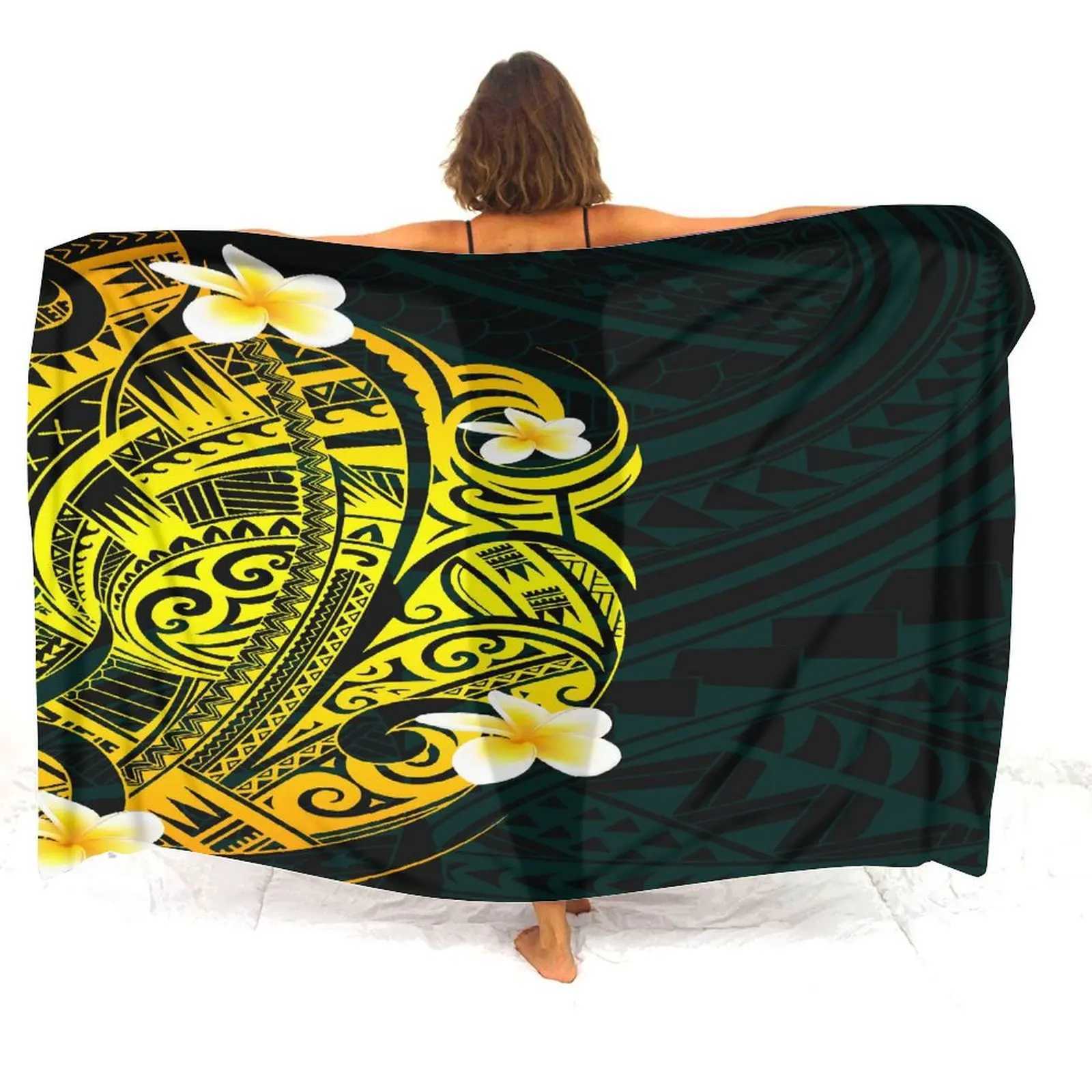 Wholesale Custom WomenS Sarong Polynesian Floral Print Summer Bikini Coat Anti-Slip Cover Sarong Soft Fabric Temperament Coat W250120