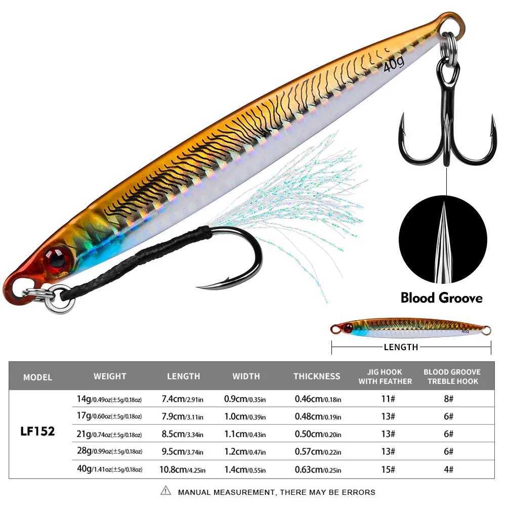 PROBEROS Jigs Sink Fast Metal Fishing Lures for Long Distance Casting with Hooks 3D Fast Retrieve Sea with HooksXJ250122
