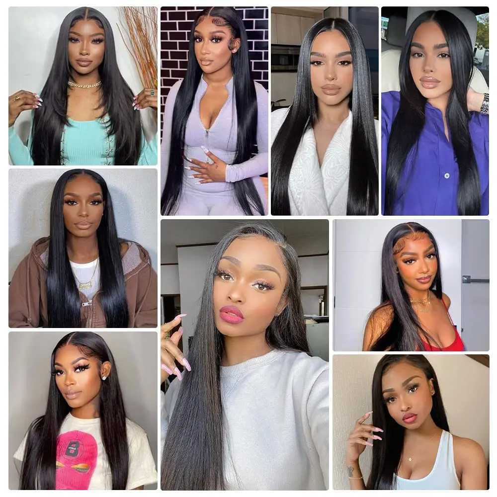Straight Bundles and Clo Brazilian Human Hair 3 Bundles with 4x4 Transparent Lace Clo Pre Plucked Natural Color #1BXJ250120