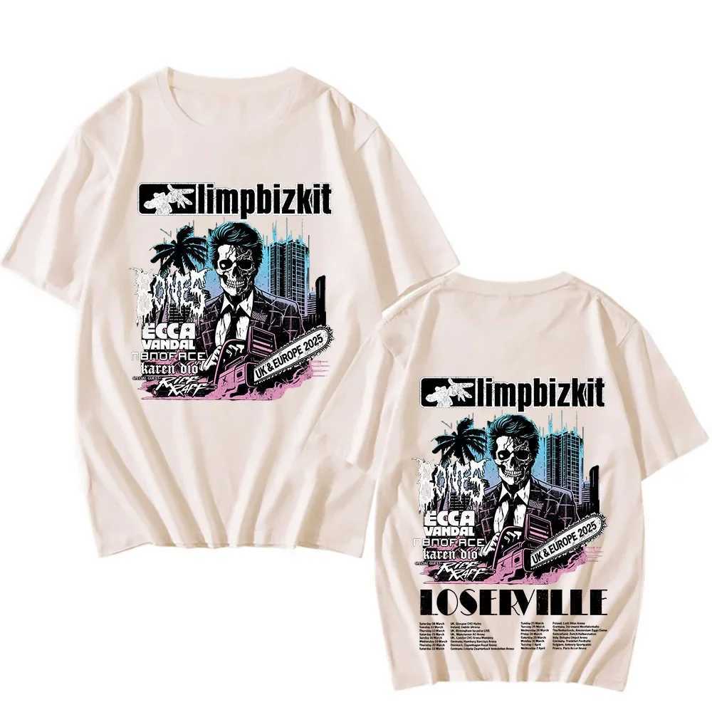 Limp Bizkit UK and Europe Tour 2025 T-shirt Rap Rock Retro Cotton T-shirt New Enjoy First T-shirt Unisex Fashion Crewneck Clothing X250203