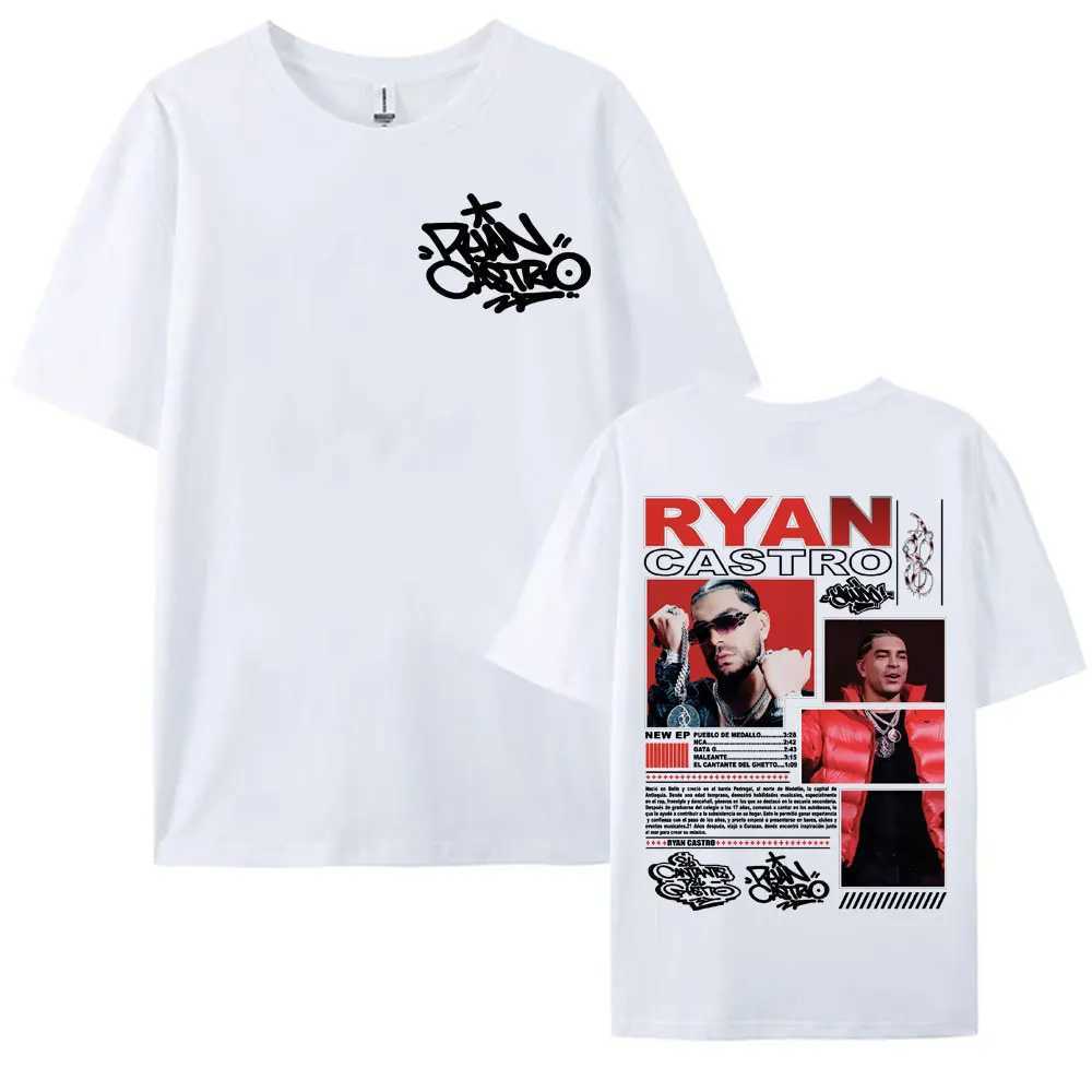 Rapper Ryan Castro Music Album Tour 2025 Cover T-shirts for Men Women Harajuku Fashion 100% Cotton Oversized T Shirts Streetwear X250203
