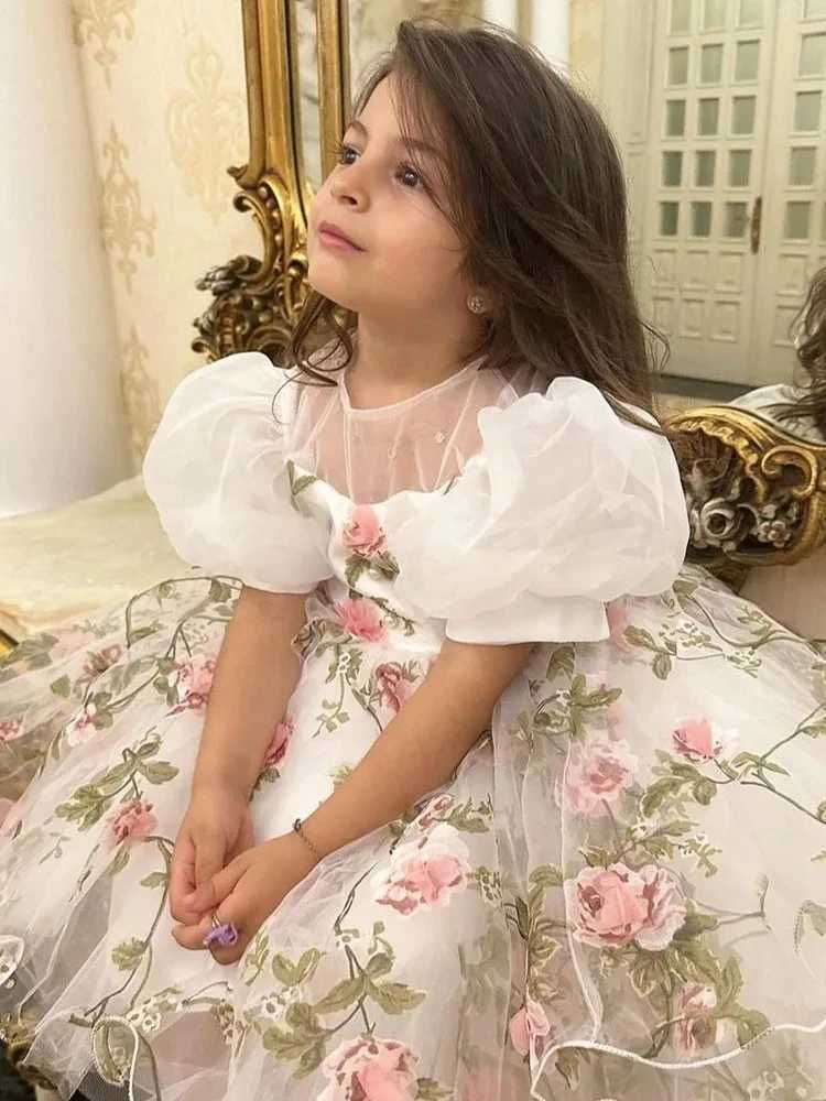 Baby Girl Birthday Fluffy Dress Infant 2024 Baptism Gown Flower Wedding Costume Kids Long Sleeved Clothes Toddler Dresses X250203