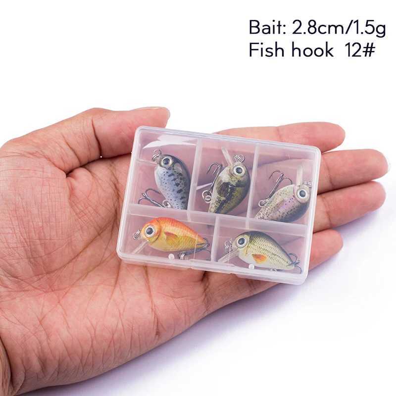 Hanlin 5pcs/Suit 28mm/1.5g Mini Fishing Lures Bionic Baits Artificial Hard Bait Wobblers Crankbait Perch Carp Fishing Pike BassXJ250122