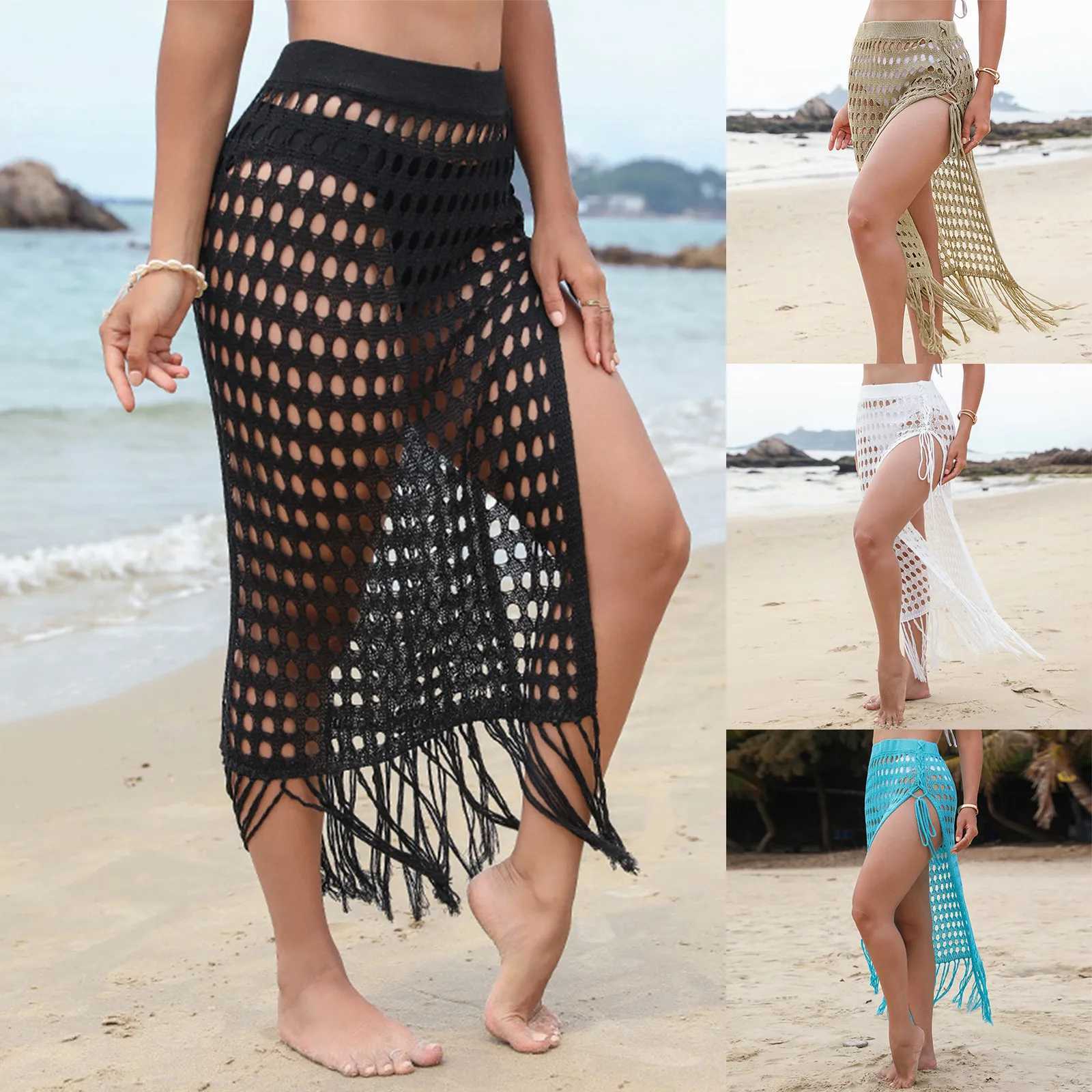 Swimsuits Cover Ups For Women Womens Skirts Solid Summer Beach Cover Up With Mesh Knitting Bathing Suit Cover-Ups Clothing W250120