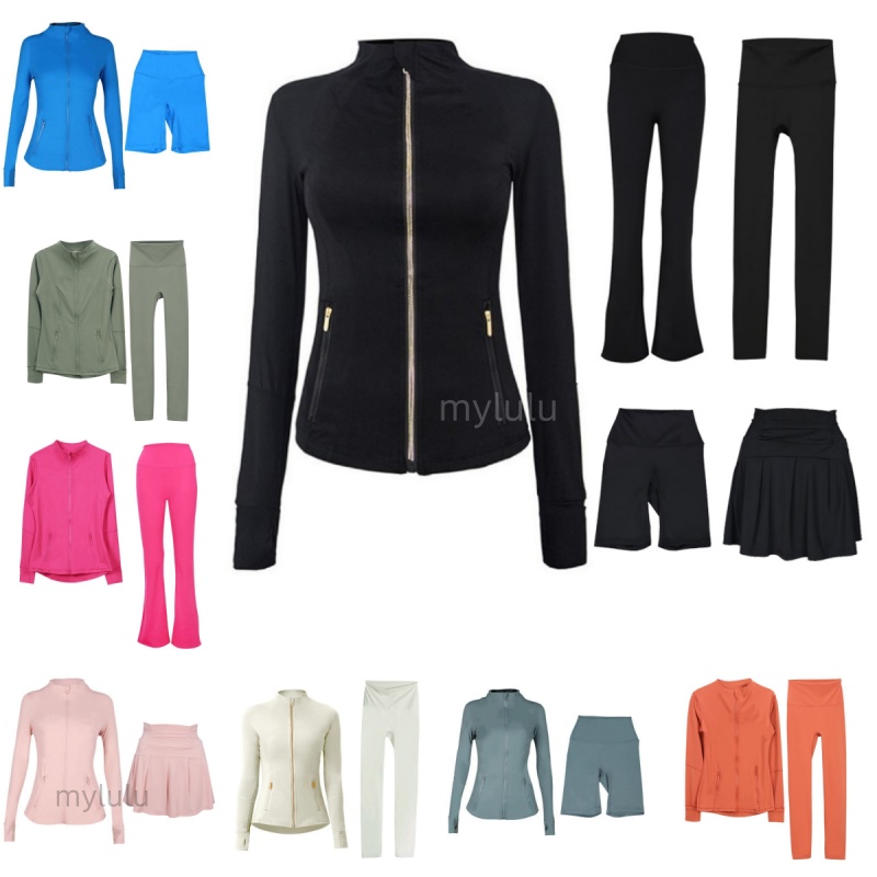 Workout set Women Yoga Sets jackets shorts leggings skirt Push Up Fitness sets High Waist Sports Jackets Zip Up Coat Elastic Sportswear Outfits Pants Gym Suits
