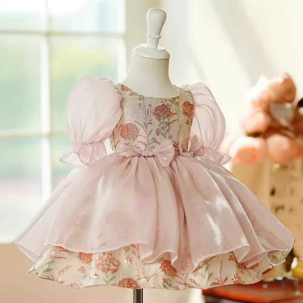 2024 Quality Flower Girls Dress Wedding Birthday Dress Big bow First Communion Dresses for Girls Baptism Party Dresses X250203